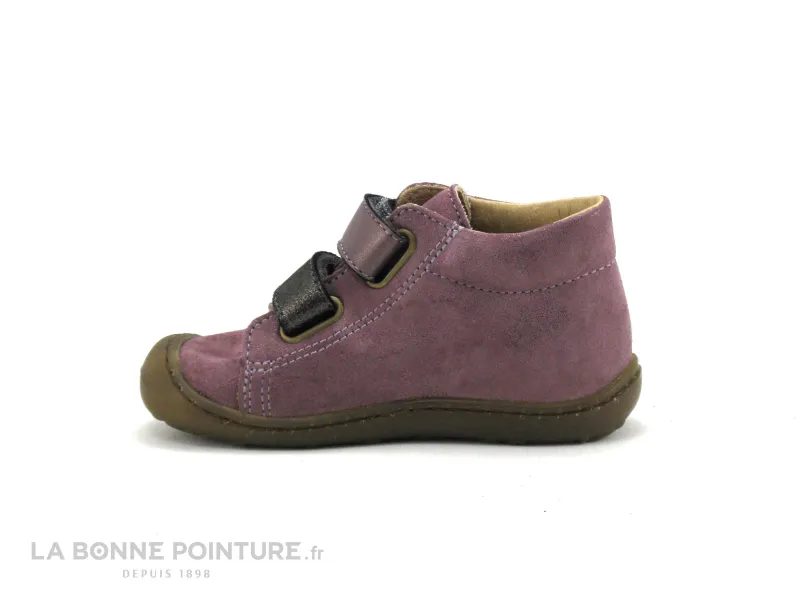 Achat chaussures Bopy Bébé Bottillon, vente Bopy JESS Mauve - Chaussure BEBE Fille avec 2 scratches