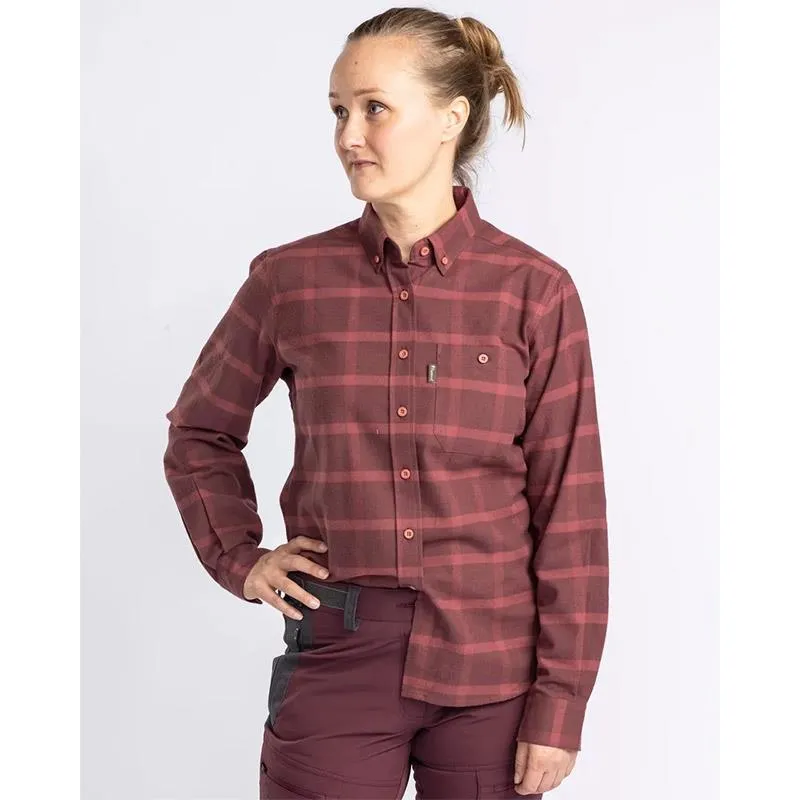 CHEMISE MANCHES LONGUES FEMME PINEWOOD VÄRNAMO FLANNEL W - BORDEAUX