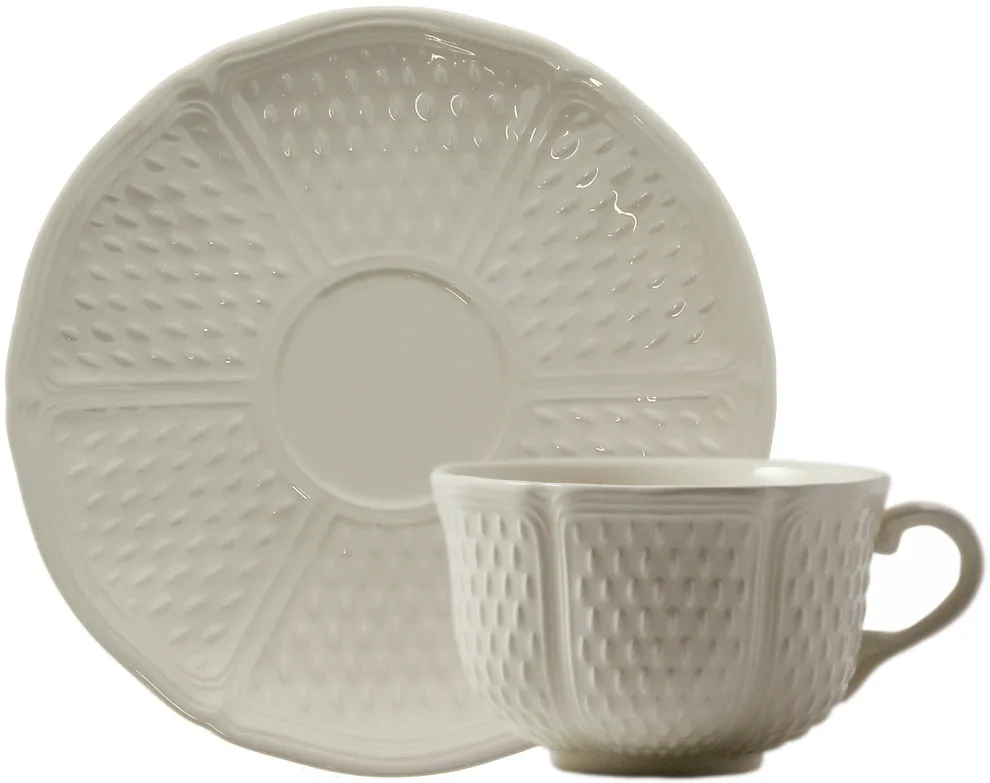 Coffret de 2 Tasses & Soucoupes Déjeuner PONT AUX CHOUX BLANC