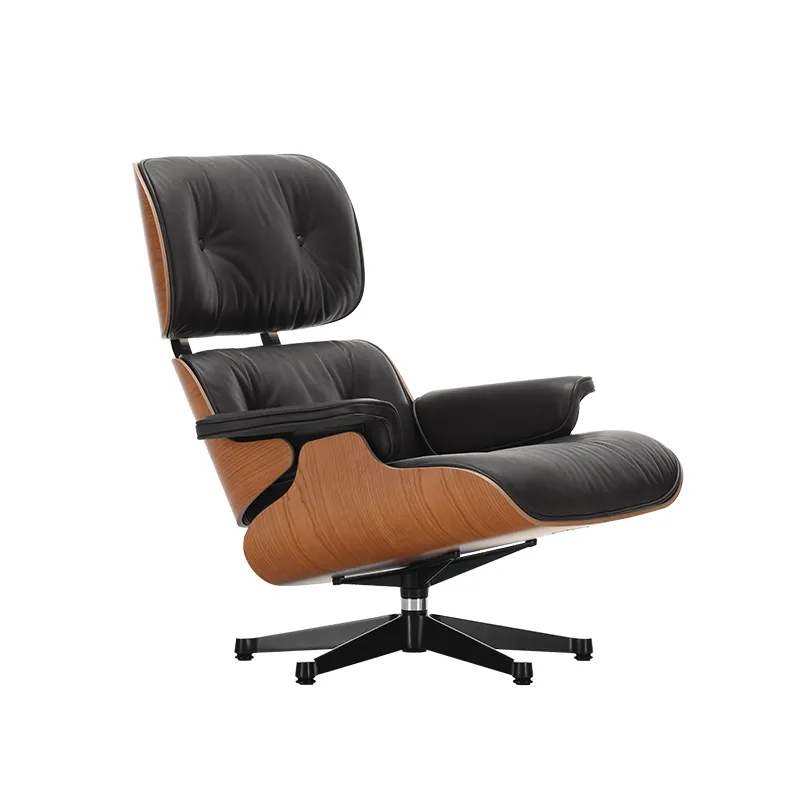 Fauteuil     EAMES LOUNGE CHAIR Cuir noir/ coque cerisier américain           VITRA