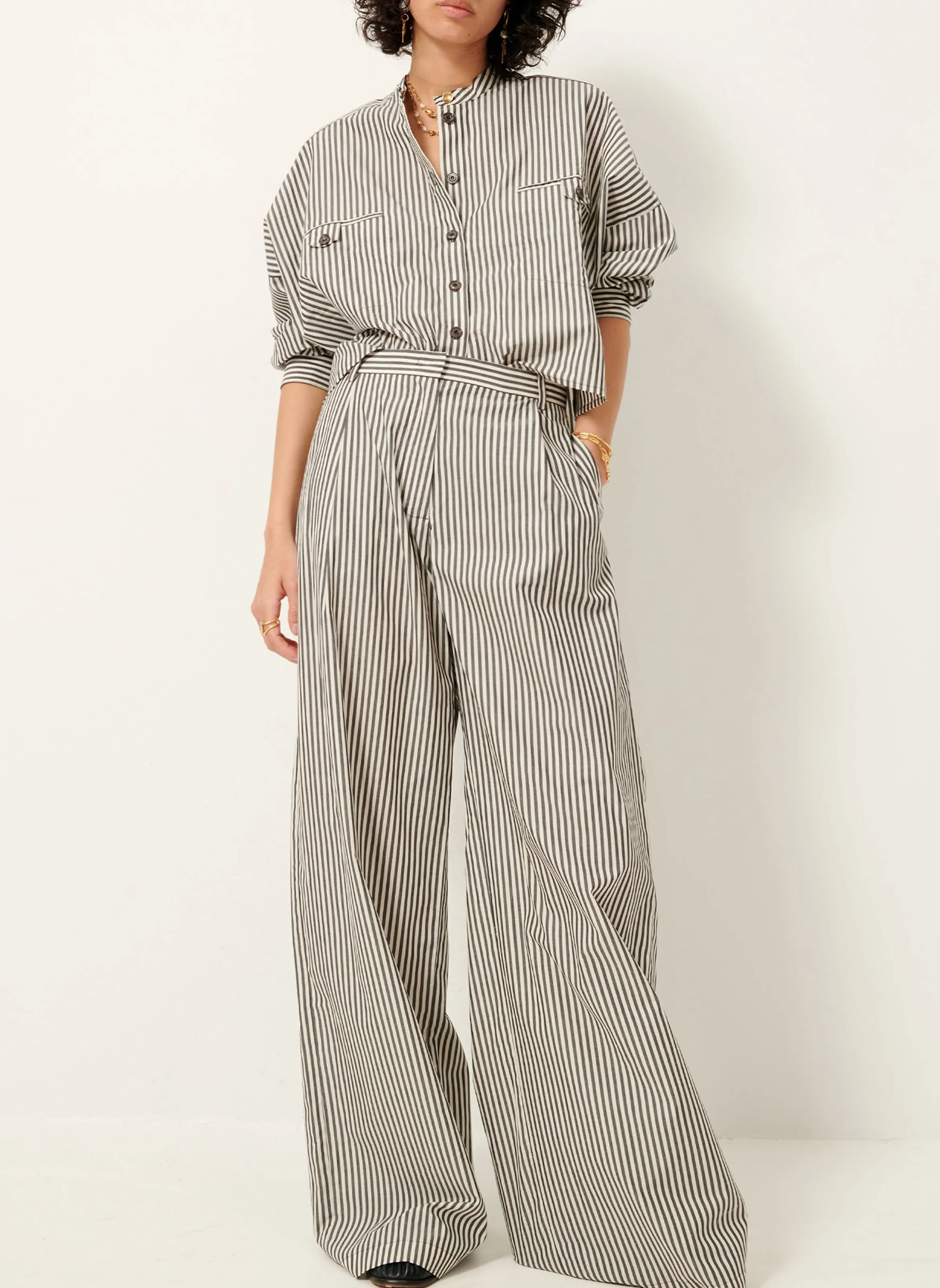 PANTALON LARGE RAYé EN COTON PROVENCIA - SESSUN pour FEMME | Printemps