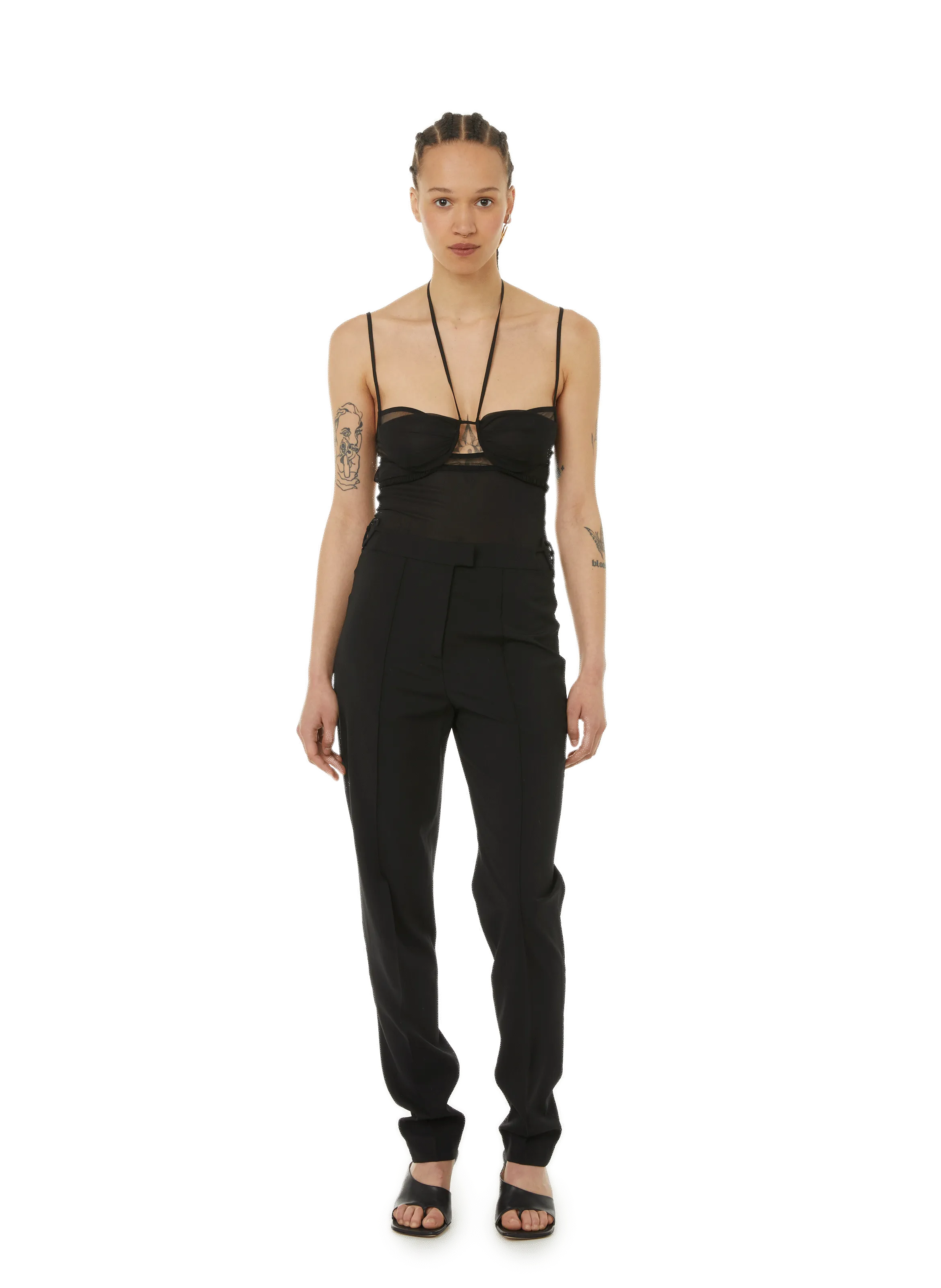 PANTALON SLIM EN LAINE VIERGE - NENSI DOJAKA pour FEMME | Printemps
