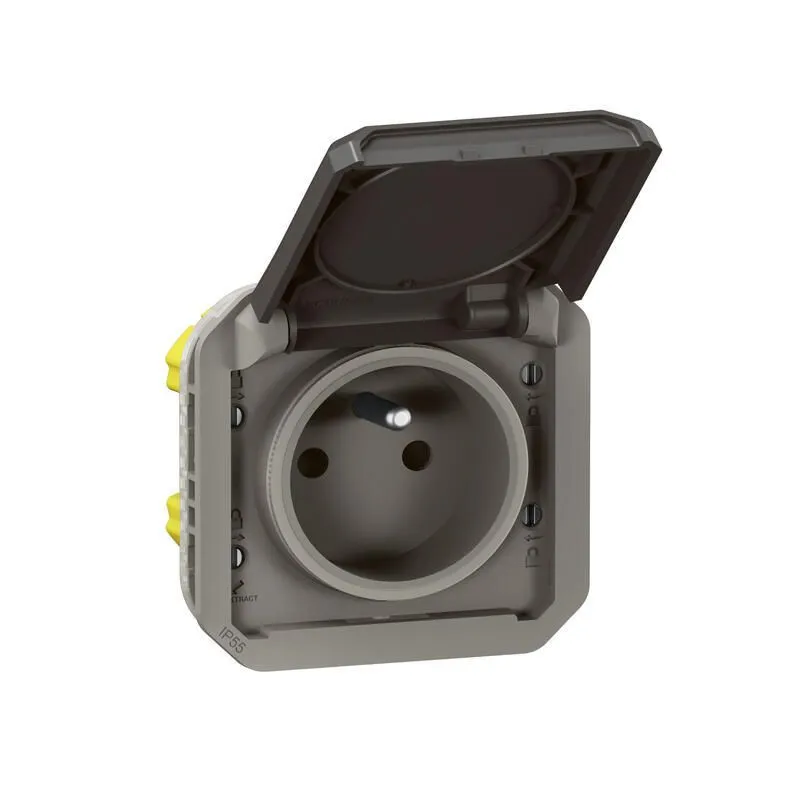 Prise de courant avec volet Plexo composable - anthracite (070047)