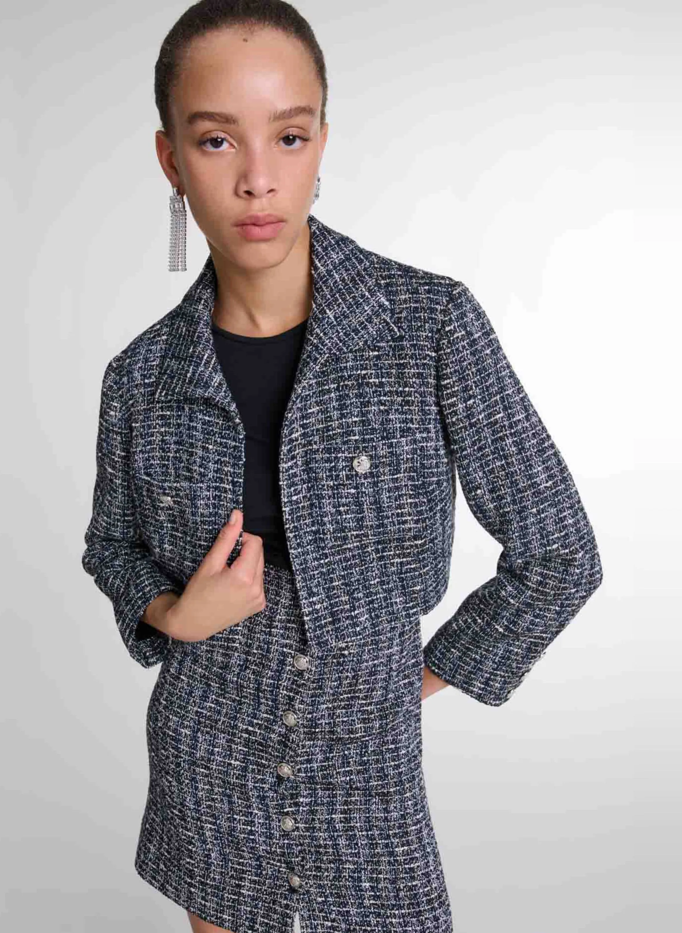 ROBE COURTE DEUX-EN-UN EFFET TWEED - MAJE pour FEMME | Printemps