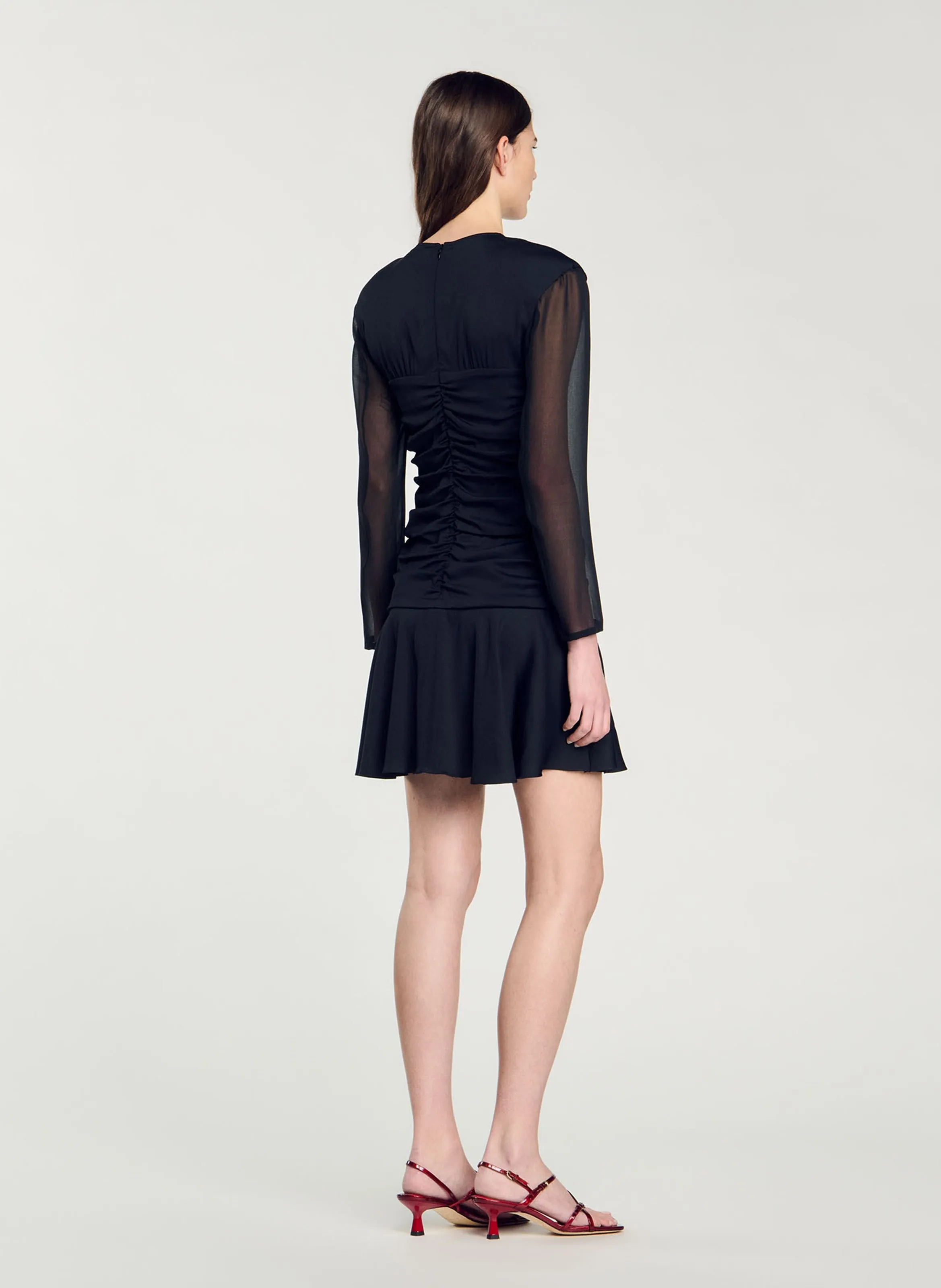 ROBE DROITE COURTE à COL ROND - SANDRO pour FEMME | Printemps