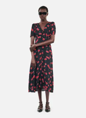 ROBE LONGUE COL V IMPRIMé CERISE - THE KOOPLES pour FEMME | Printemps