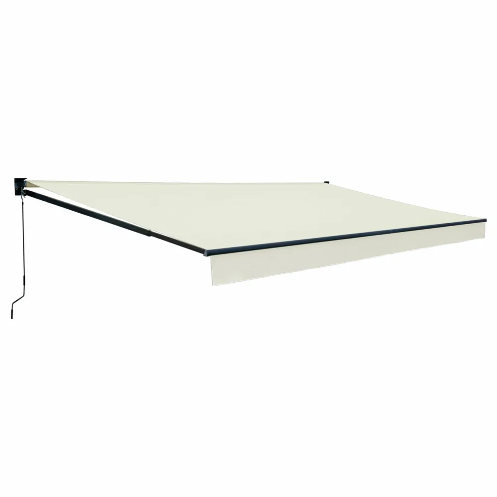 Store banne saule 3,95 × 3m - toile beige et structure grise