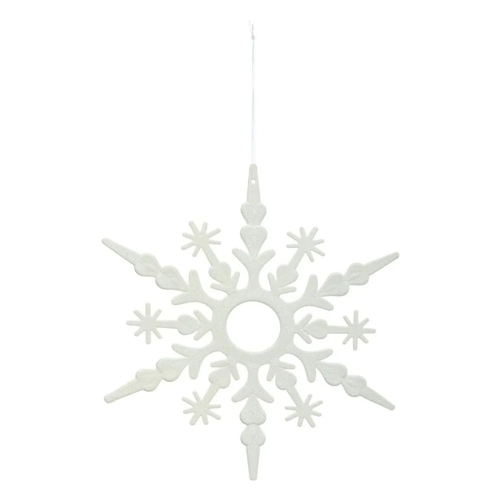 Suspension de noël flocon blanc pailleté h30cm