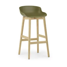 Tabouret de bar en chêne laqué et pp olive 75 cmHyg